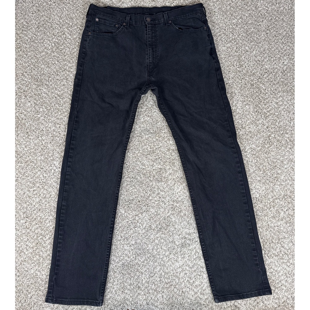 Levis 505 Jeans‎ Mens 38x34 Black Regular Fit Straight Leg Denim Pants Red Tab